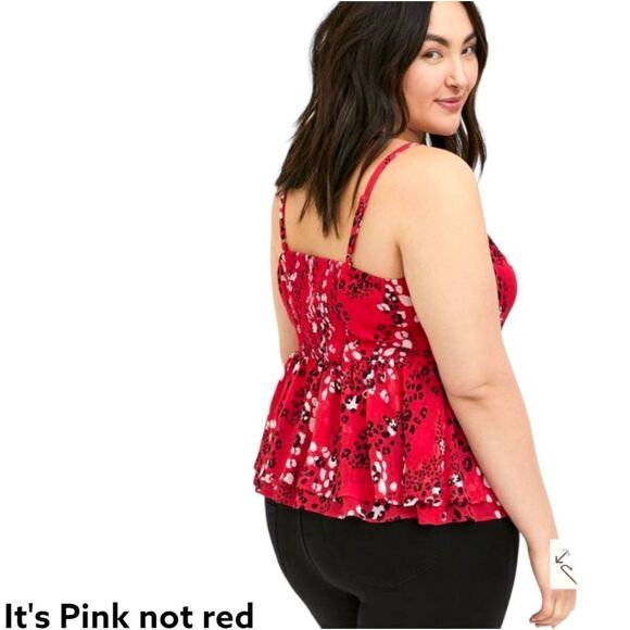 TORRID Plus Size Pink Leopard 🐆 Chiffon Peplum Midi Cami. - Picture 11 of 16
